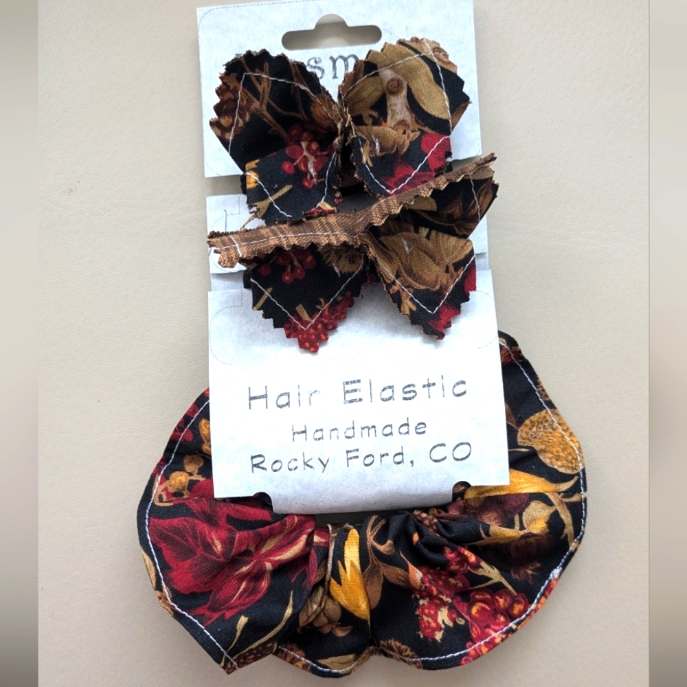 Autumn botanical scrunchie origami butterfly elastic hair Accessory ponytail set